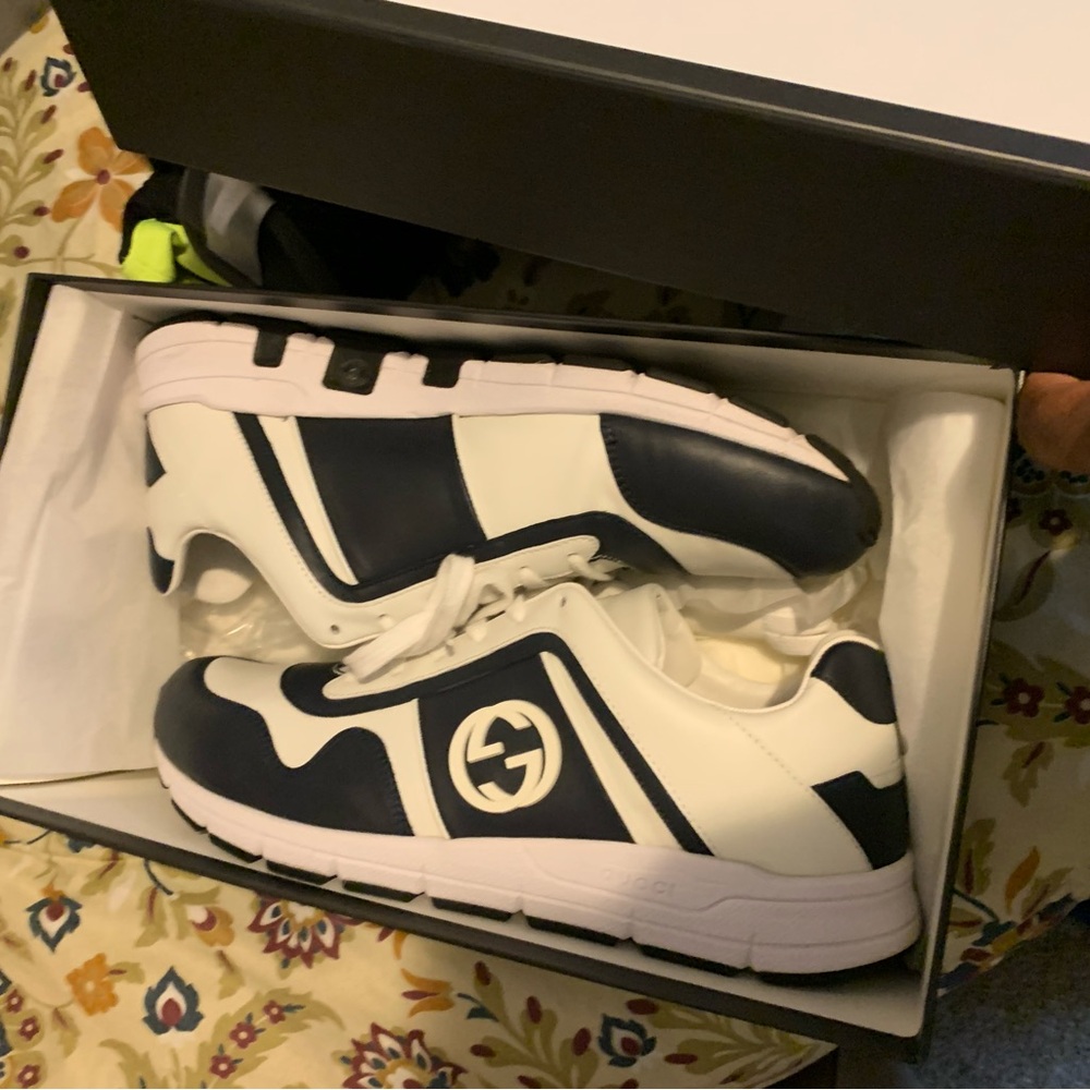 Gucci White and Blue Sneakers